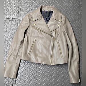 JCrew Women's Leather Biker Jacket - Taupe Size 4